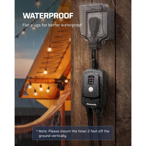 DEWENWILS Outdoor Light Sensor Timer Outlet Weatherproof Timer Switch 2