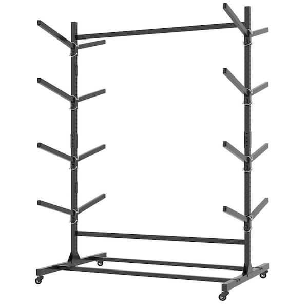 82 in. Freestanding Kayak Storage Rack with Wheels-Adjustable 8-Kayak Stand, Outdoor Paddleboard  and Canoe Organizer