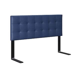Blue Faux Leather Queen Universal Adjustable Upholstered Headboard