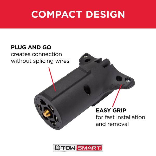 7 Way Round To 4/5 Pin Flat Trailer Adapter – Truck RV Tow Lights Plug Connector