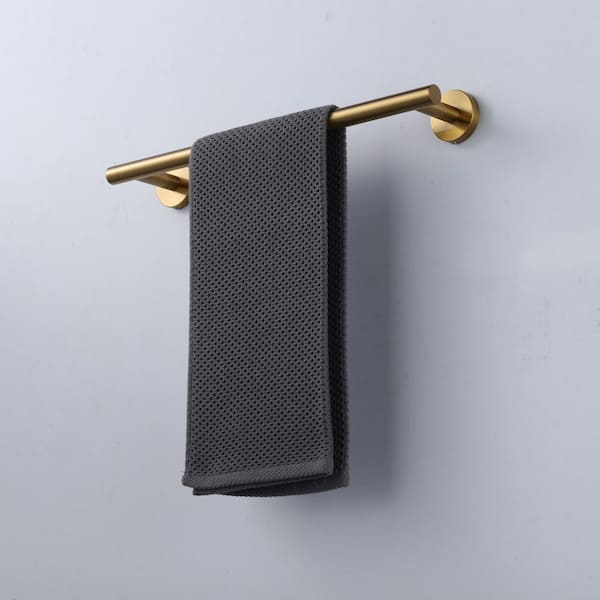 Thicken SUS 304 Stainless Steel 16 in. Wall Mounted Towel Bar Bath Hardware Accessory Single Towel Rod in Gold