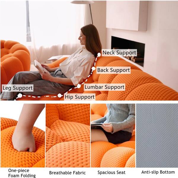 Magic Home Modern (2-Piece) Orange Mesh Fabric Living Room Set