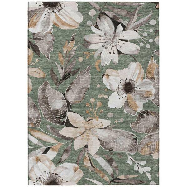 Chantille Machine Washable Indoor/Outdoor Abstract ACN2260 Sage 2 ft. 6 in. x 3 ft. 10 in. Area Rug