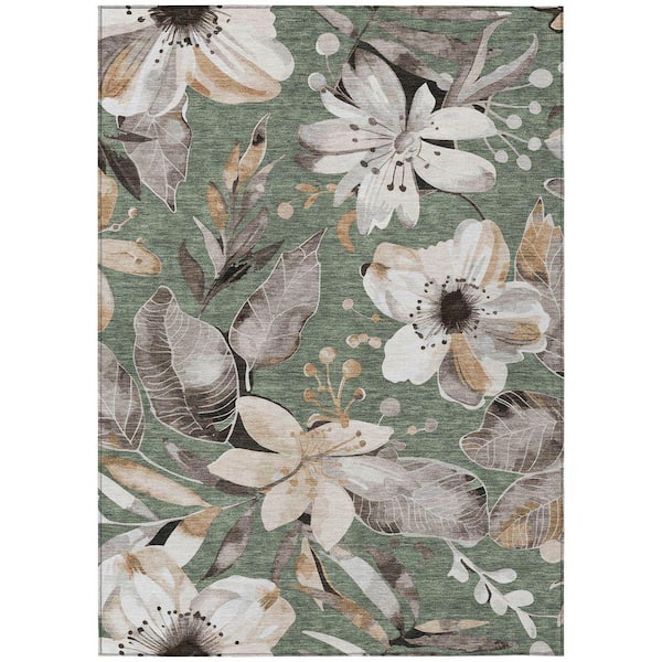 Chantille Machine Washable Indoor/Outdoor Abstract ACN2260 Sage 5 ft. x 7 ft. 6 in. Area Rug