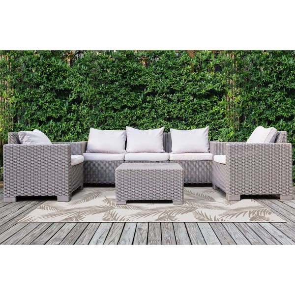 Zyana Collections 8 ft. x 11 ft. Taupe Botanical Indoor Area Rug