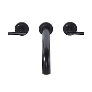 2-Handle 3-Hole Wall Mounted Brass Roman Tub Faucet with 360° Swivel Spout in Oil Rubbed Bronze