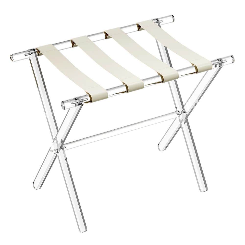 Beige Acrylic Luggage Rack, Foldable Suitcase Stand with Leather Straps for Bedroom, Living Room and Hotel price history on PriceWatchPro