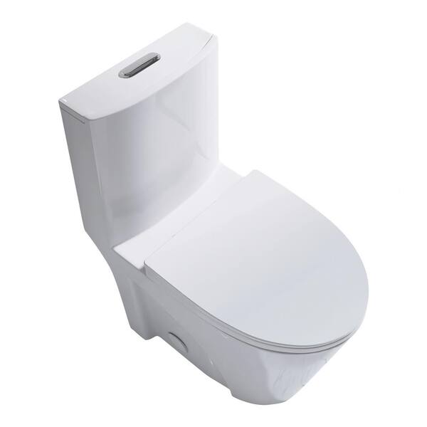 One-Piece 1.6 GPF Dual Flush Elongated Toilet in White, Seat Included  YTW124377192 - The Home Depot