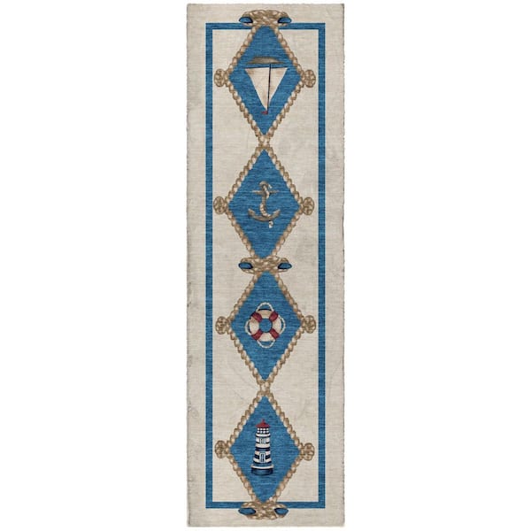 Dream Shag Premium Machine Washable Abstract ADS151 Ivory 2 ft. x 7 ft. Runner Rug