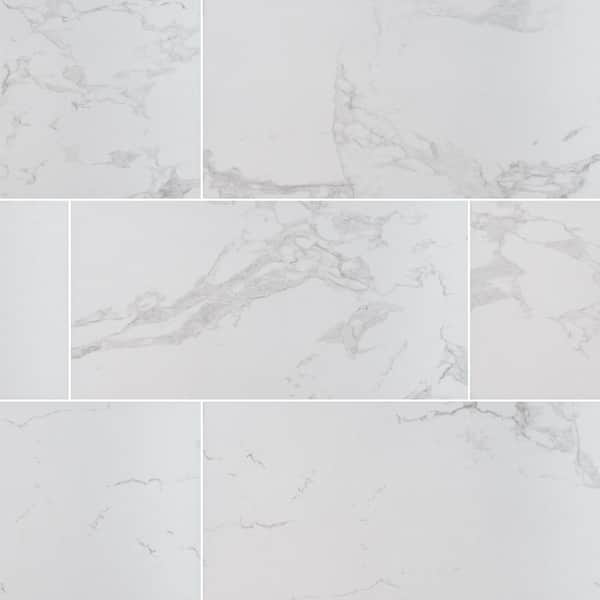 Pavia Carrara 24 in. x 48 in. Matte Porcelain Stone Look Floor and Wall Tile (16 sq. ft./Case)