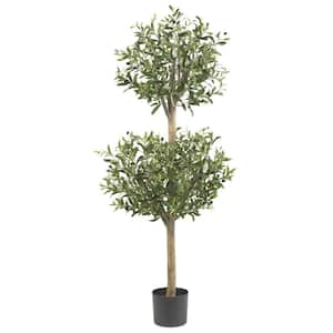 4.5 ft. Artificial Green Olive Double Topiary Silk Tree