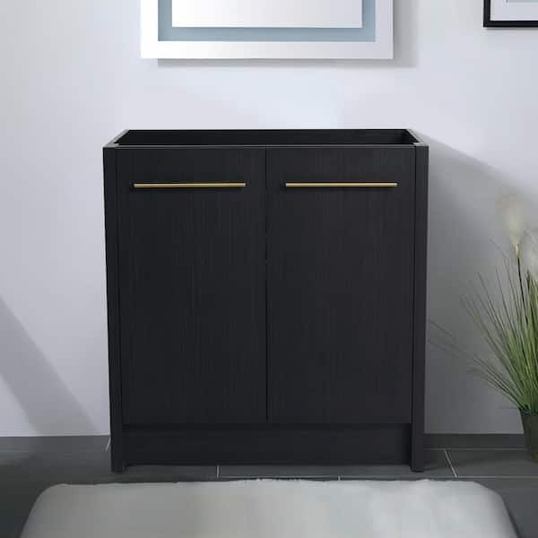 Elegant 29.13 in. W x 17.94 in. D x 30.31 in. H Freestanding Bath Vanity Cabinet without Top in Black Unassembled