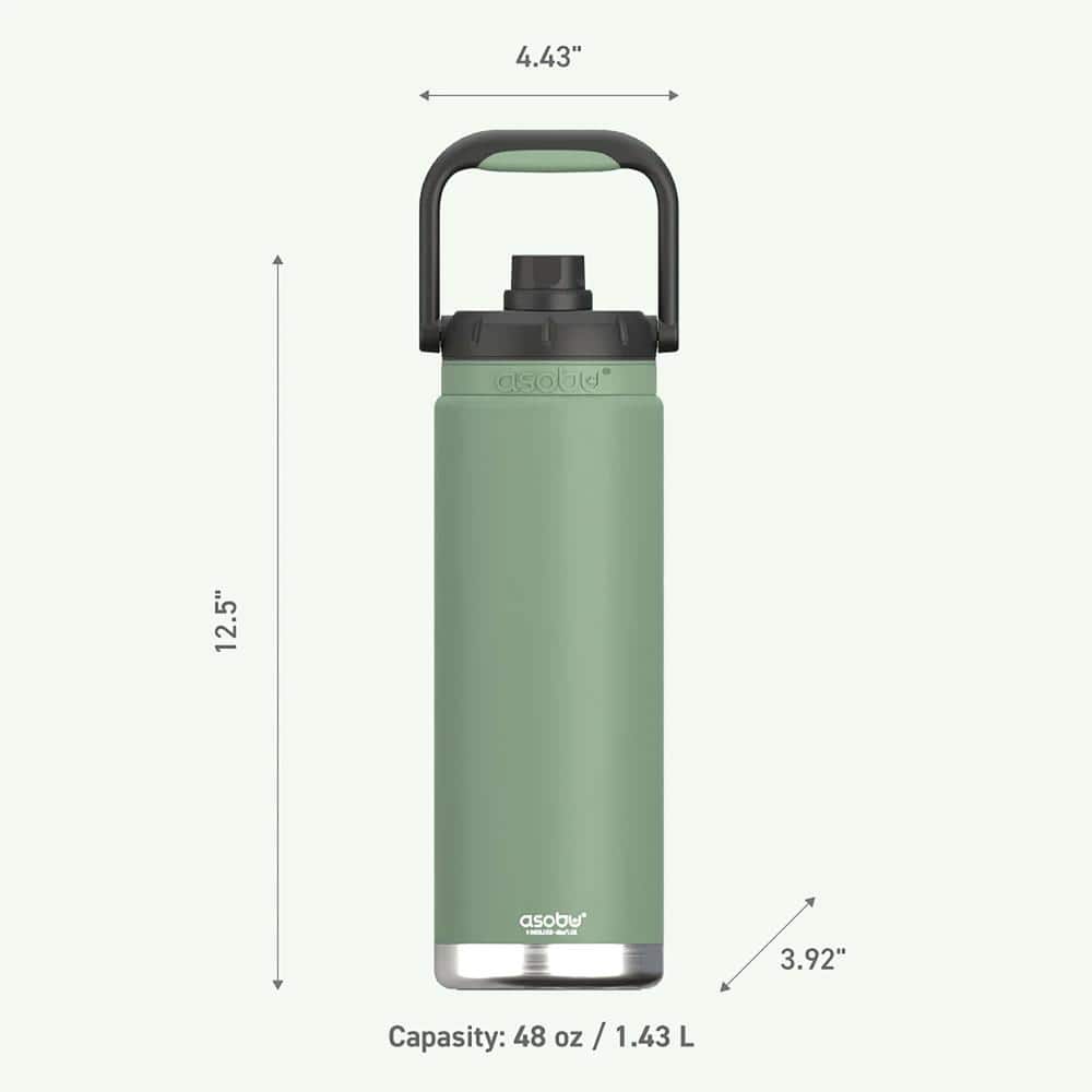 Basil Green 50 oz Stainless Steel Insulated Water Bottle with Comfort Handle