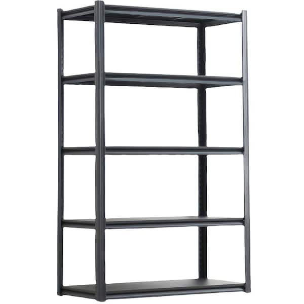 5 Tier Heavy Duty Metal Storage Shelves with Adjustable Shelf, Storage Shelve for Kitchen, Basements and Garages-Black