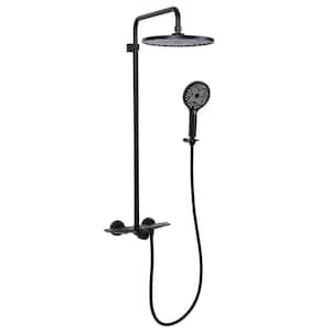 Single Handle 3-Spray Tub and Shower Faucet 1.8 GPM Brass Rain Exposed Pipe Shower System in. Matte Black Valve Included