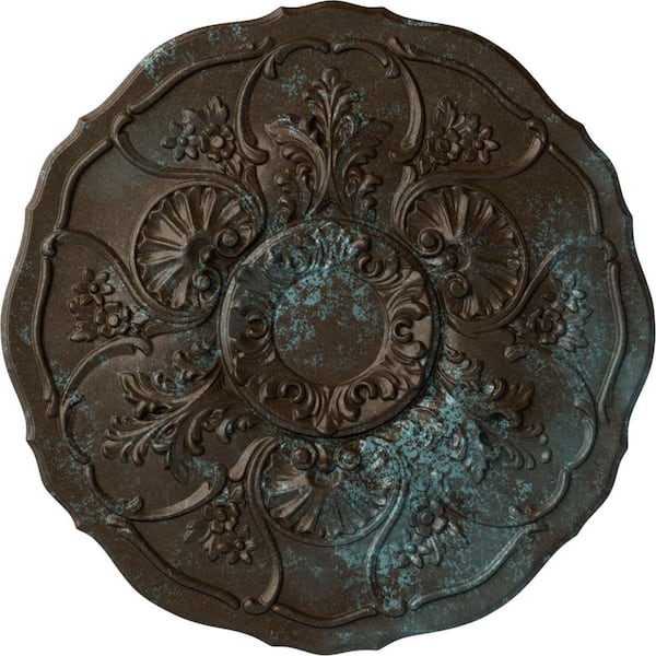 Ekena Millwork 22-1/2" x 1-1/2" Cornelia Urethane Ceiling Medallion (Fits Canopies upto 4"), Bronze Blue Patina