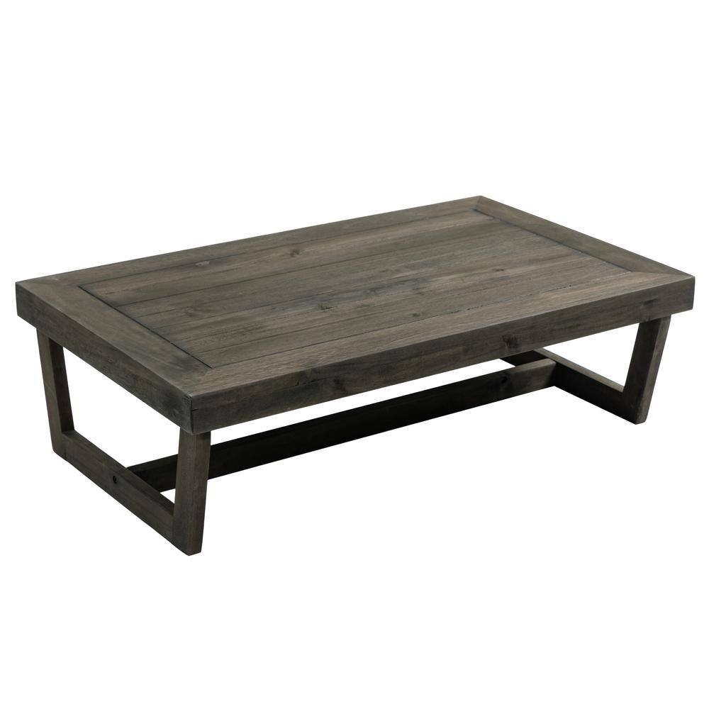 Black Finish Acacia Wood Rectangular Outdoor Patio Coffee Table