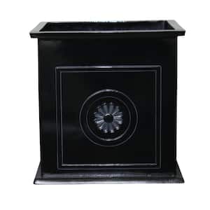 Colony Large 16 in. x 16 in. 27 Qt. Black Resin Composite Square Outdoor Planter Box