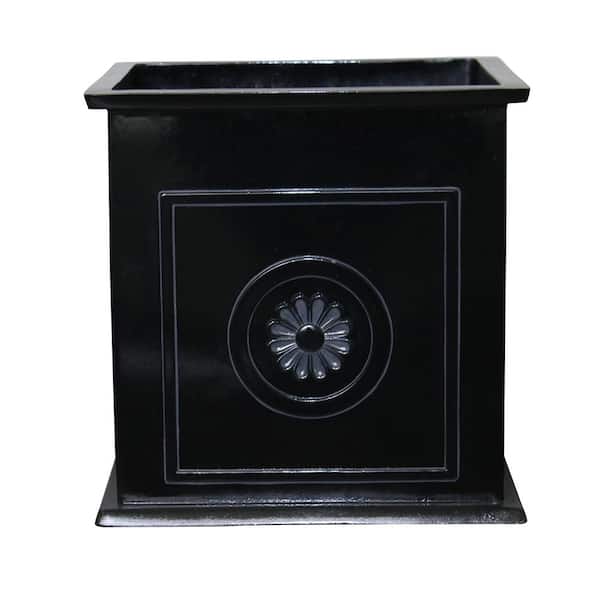 Southern Patio Colony Large 16 in. x 16 in. 27 Qt. Black Resin Composite Square Outdoor Planter Box