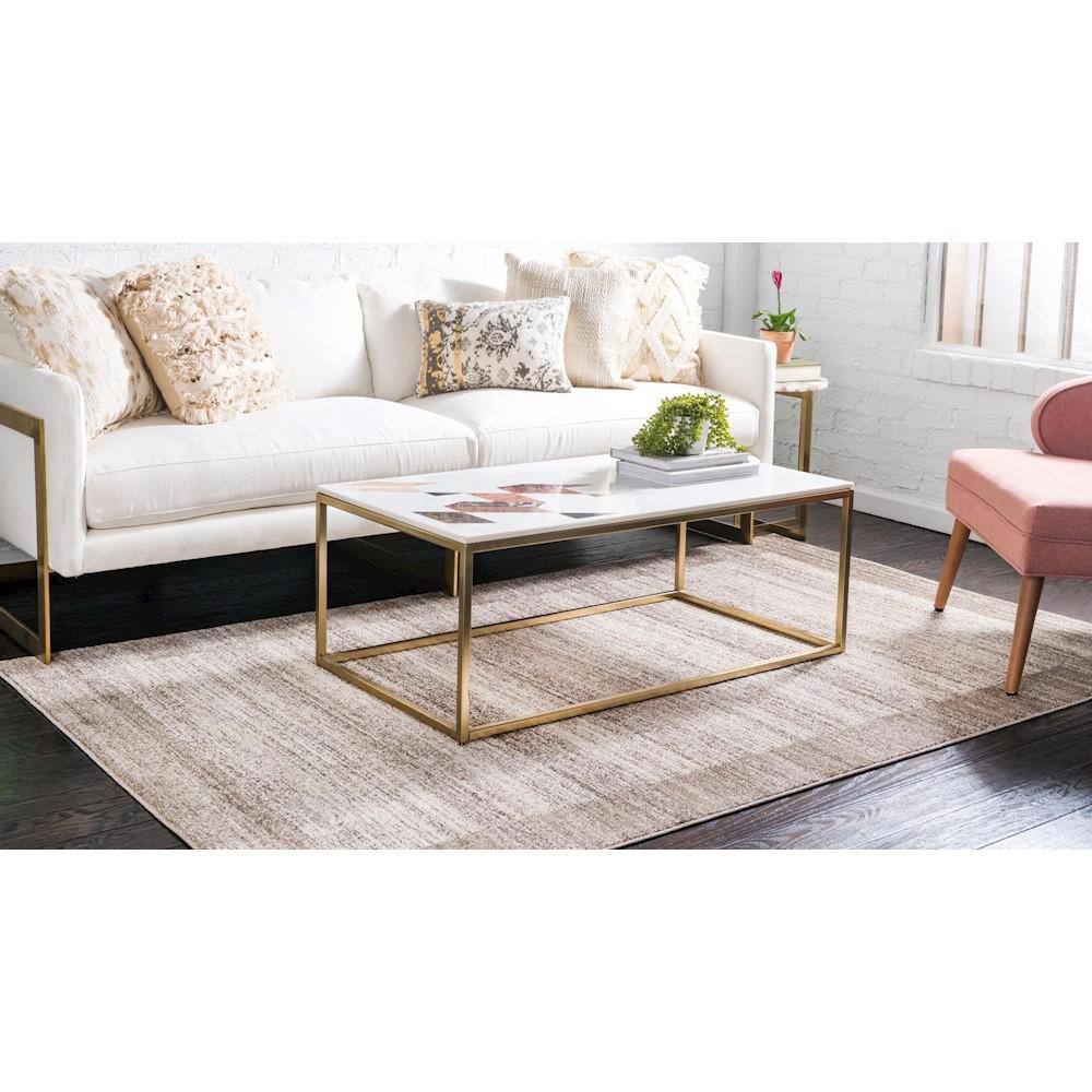 Beige Rectangular Tufted Reversible Stain-Resistant Area Rug