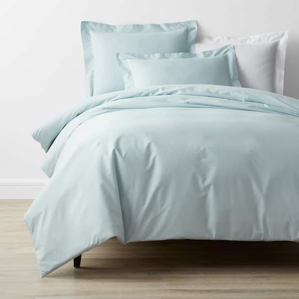 Company Cotton Pale Blue Solid 300-Thread Count Cotton Percale Twin XL Duvet Cover