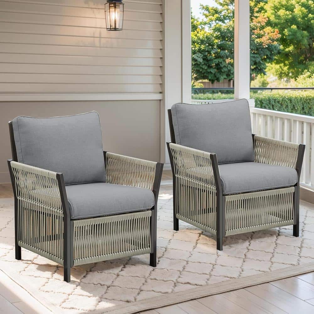 2-Piece Wicker Patio Conversation Set with Dark Gray Cushions price history on PriceWatchPro