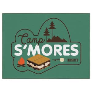 Green 2 ft. 3 in. x 3 ft. Hershey Smores Logo Washable Non-Slip Entryway Mat for Bathroom Bedroom Man Cave Area Rug