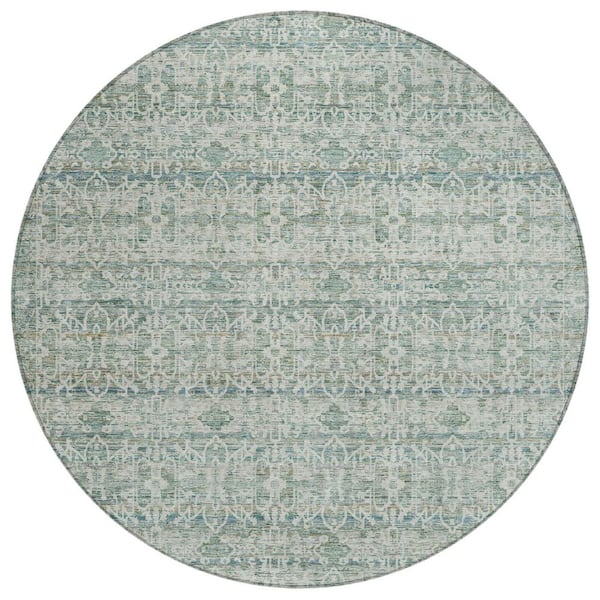 Chantille Machine Washable Indoor/Outdoor Abstract ACN2152 Teal 8 ft. x 8 ft. Area Rug