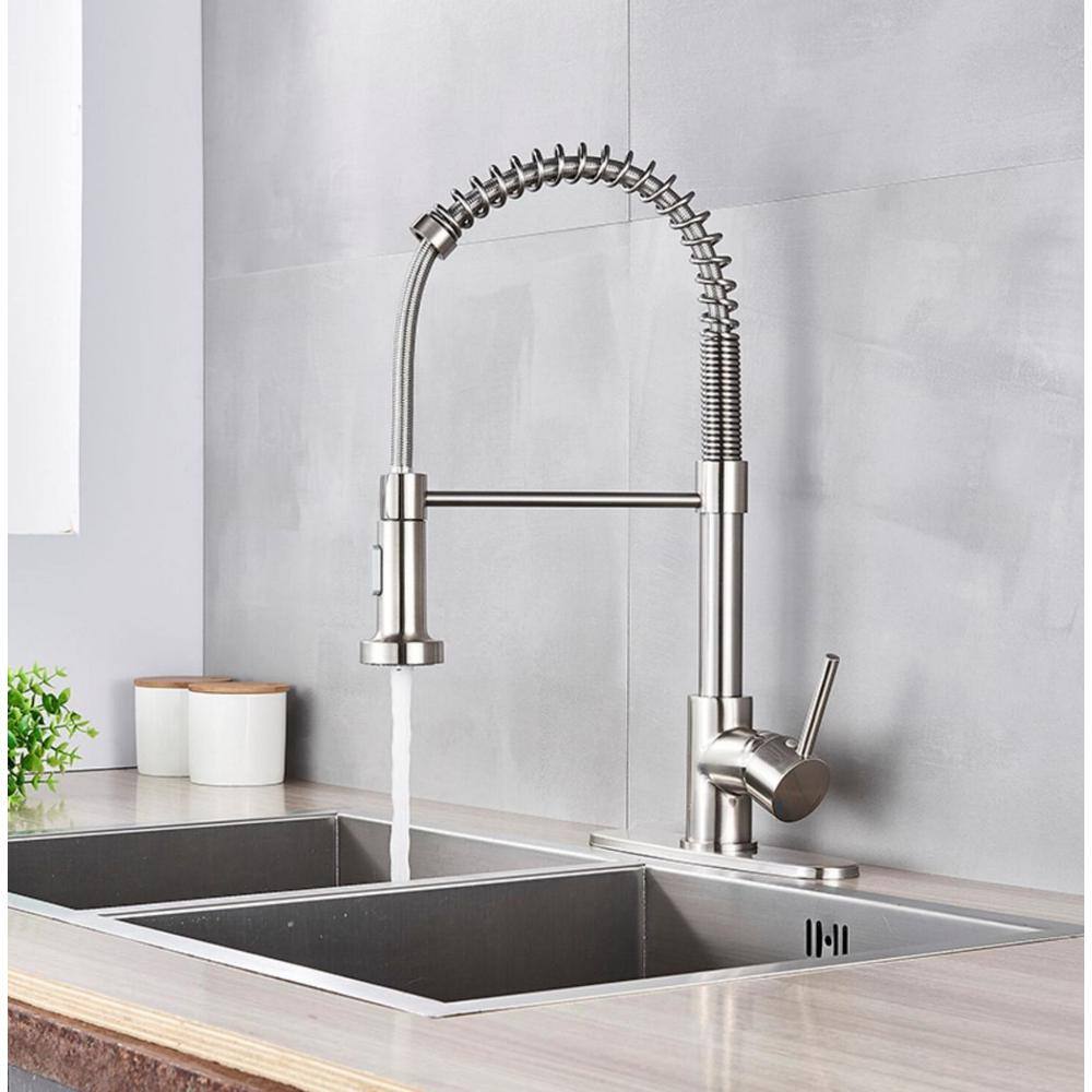 Brushed Nickel Single Handle Pull Down Kitchen Faucet
