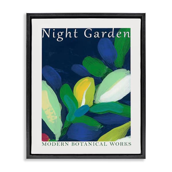 Stupell Industries Night Garden Poster by June Erica Vess Black Floater Frame Abstract Graphic Art Print 21 in. x 17 in.
