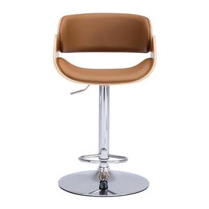 Bar Chair Bentwood Brown Leather Effect Chrome Base Kitchen Breakfast Stool 