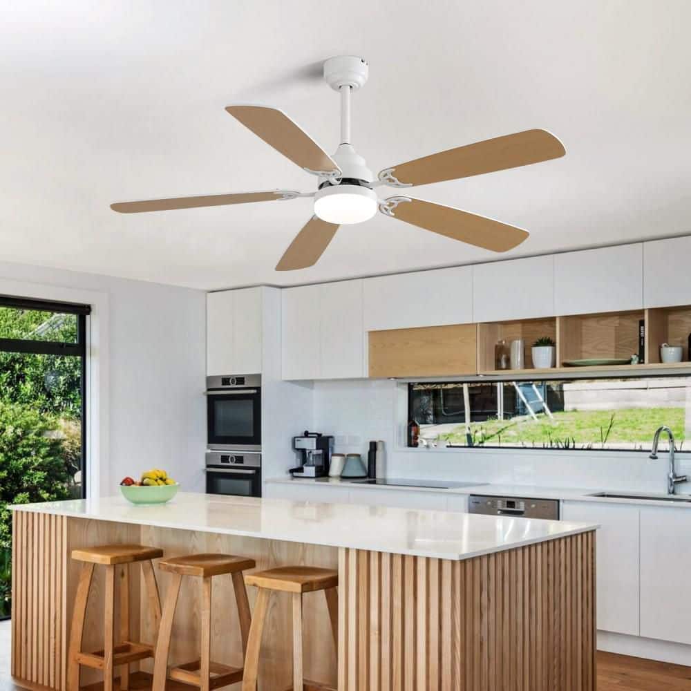 52 in. Brown Vogue Smart Ceiling Fans with Lights and Remote Control, 5 Blades Ceiling Fan for Indoor Bedroom Patio price history on PriceWatchPro