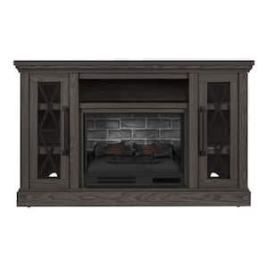 Concours 54 in. Freestanding Electric Fireplace TV Stand in Warm Gray with Charcoal Oak Grain