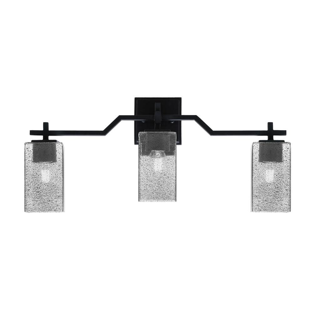 Bridgewater 24.75 in. 3 Light Vanity Light Matte Black 3.5 in. Square Smoke