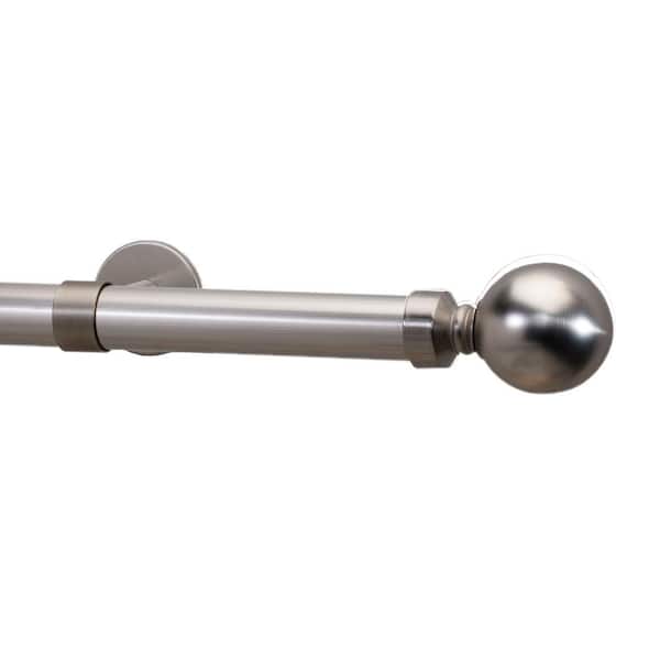 Art Decor Metro 60 in. Ball 28 Non-Telescoping Single Window Curtain Rod in Stainless