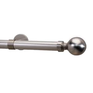 Metro 48 in. Ball 28 Non-Telescoping Single Window Curtain Rod with Rings in Stainless
