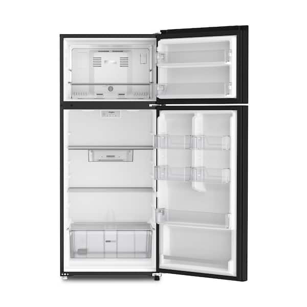 28 in. 18 cu. ft. Freestanding Top Freezer Refrigerator in Black with Total Coverage Cooling