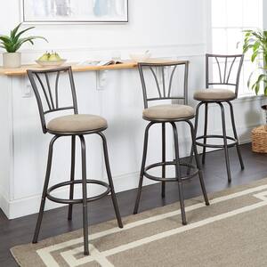 Silverwood Virgil 38 in. Dark Brown Cushioned Adjustable Height Swivel ...