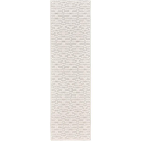Nourison Casual Ivory 2 ft. x 6 ft. Diamond Contemporary Runner Area Rug