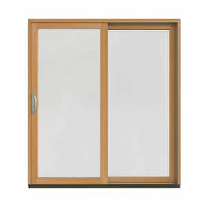 72 in. x 80 in. W-2500 Contemporary Silver Clad Wood Right-Hand Full Lite Sliding Patio Door w/Stained Interior