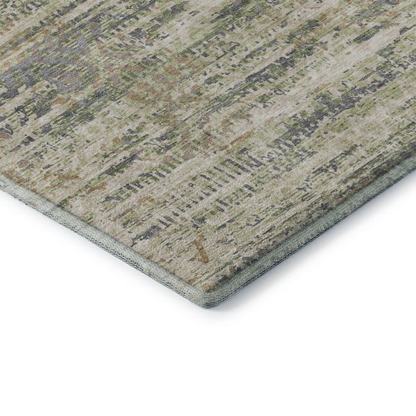 Mayfield Premium Machine Washable Abstract AMF1997 Aloe 10 ft. x 14 ft. Area Rug