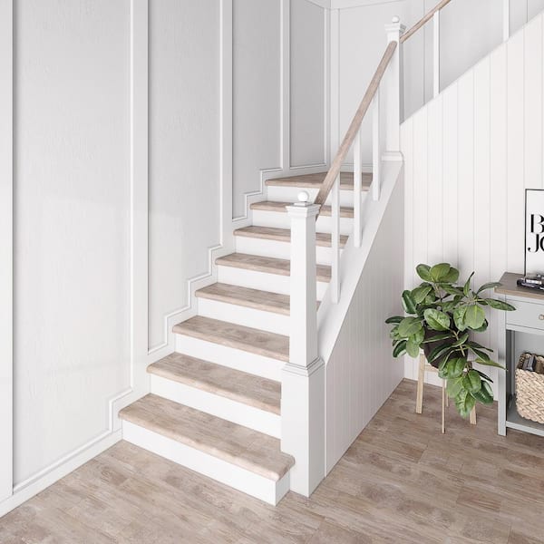 Lighthouse Oak/Rustic Wood/Salted Oak 47in.Lx12.15in.Wx42.92mmT Vinyl Overlay Stair Tread and Reversible Riser Kit