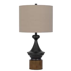 29 .5 in. Height Charcoal Gray Metal Table Lamp with Faux Wood Accents