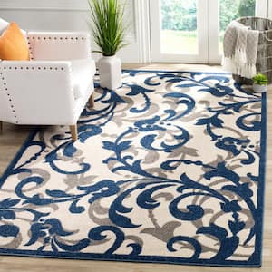 Amherst Ivory/Navy 7 ft. x 7 ft. Square Border Area Rug