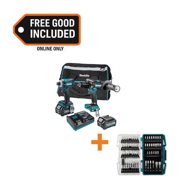 40V Max Cordless XGT Brushless 2-Pc. Combo Kit 2.5Ah with IMPACT XPS Alloy Steel Impact Rated Drill Bit Set(60-Piece)