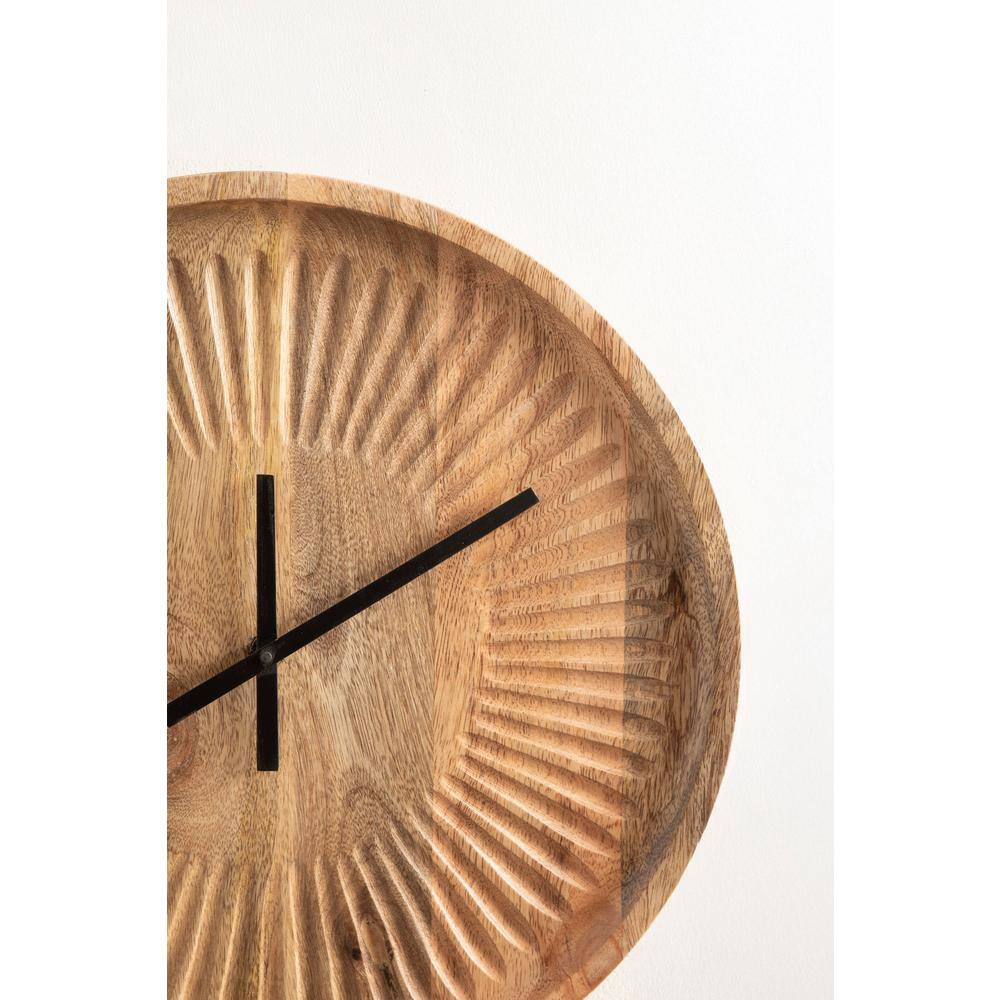 Grear Natural Wood Minimalist Round Wall Clock, 17-Inch Diameter