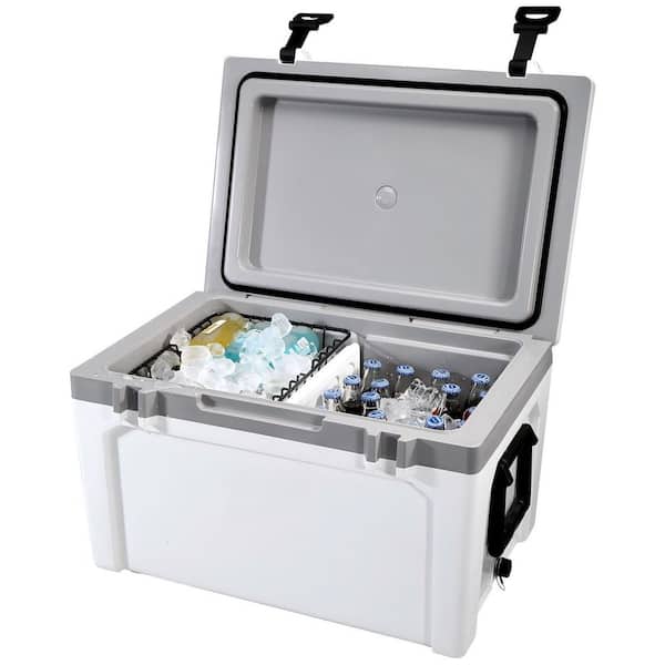 52 qt. Insulated Portable Chest Cooler Cooler Box, White Ice Chest Lunch Box for Camping, Beach, Picnic, Travel, Outdoor