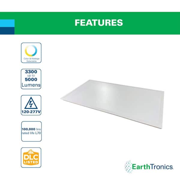 2 ft. x 4 ft. 5000 Lumens Integrated LED Back-Lit Flat Panel Light, 3500K/4000K/5000K, (40-Pack)