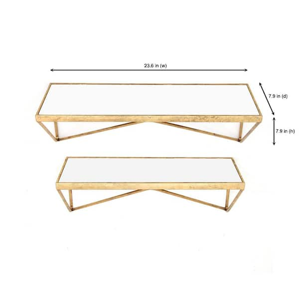 Home Decorators Collection Gold Metal Glam Tiered Wall Shelf L165436XX -  The Home Depot