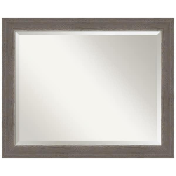 Amanti Art Medium Rectangle Alta Brown Grey Beveled Glass Casual Mirror (26.5 in. H x 32.5 in. W)